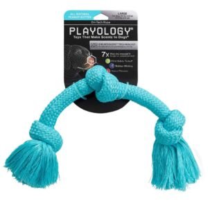 Playology Dri-Tech Rope Dog Toy, Peanut Butter, Large