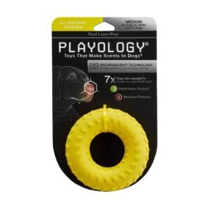 Playology Dual Layer Ring Dog Toy, Chicken, Medium