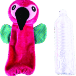 Play On Dog Toy Plush Bottle Crunch Flamingo