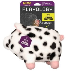 Playology Plushies Bacon Scented Pig Dog Toy, Large