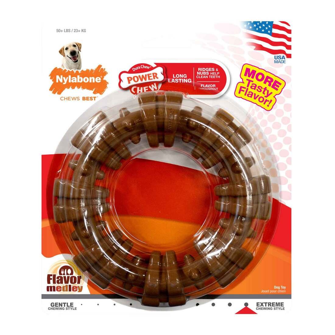 Nylabone Dura Chew Textured Ring Chicken Flavor Dog Chew Toy, Souper Size