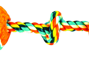 Play On Dog Toy Rope 1 Knot with 2 Tennis Balls, Medium
